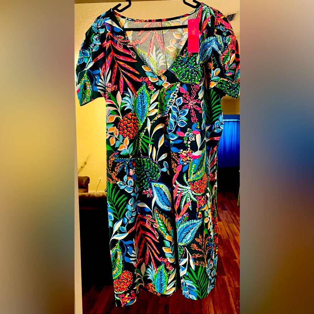 Lilly Pulitzer Aleece short-sleeve dress in Sunshine Jungle, XXL, NWT